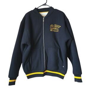 Caterpillar CAT Jacket Mens Size Large Sherpa Lined Full Zip Black Shacket Coat